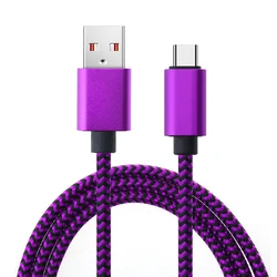 Nylon Braided Fast Charging USB-C Cable - 1M/2M/3M, 2.4A Speed - 2m (PURPLE)