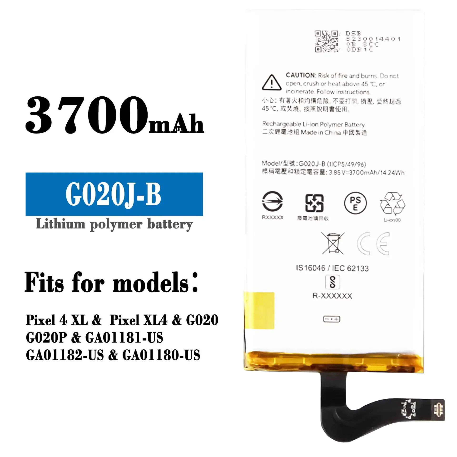 

Replacement Battery G020J-B For Google Pixel 4 XL Pixel4 XL G020 G020P Authentic 3700mAh Rechargeable Battery