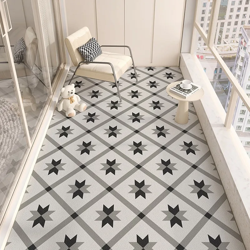 Balcony Foot Mat Home Decorative Kitchen Floor Mats Waterproof Anti-slip Rug PVC Leather Rug Sun-proof Oil-proof Ковер 러그 Tapis 4