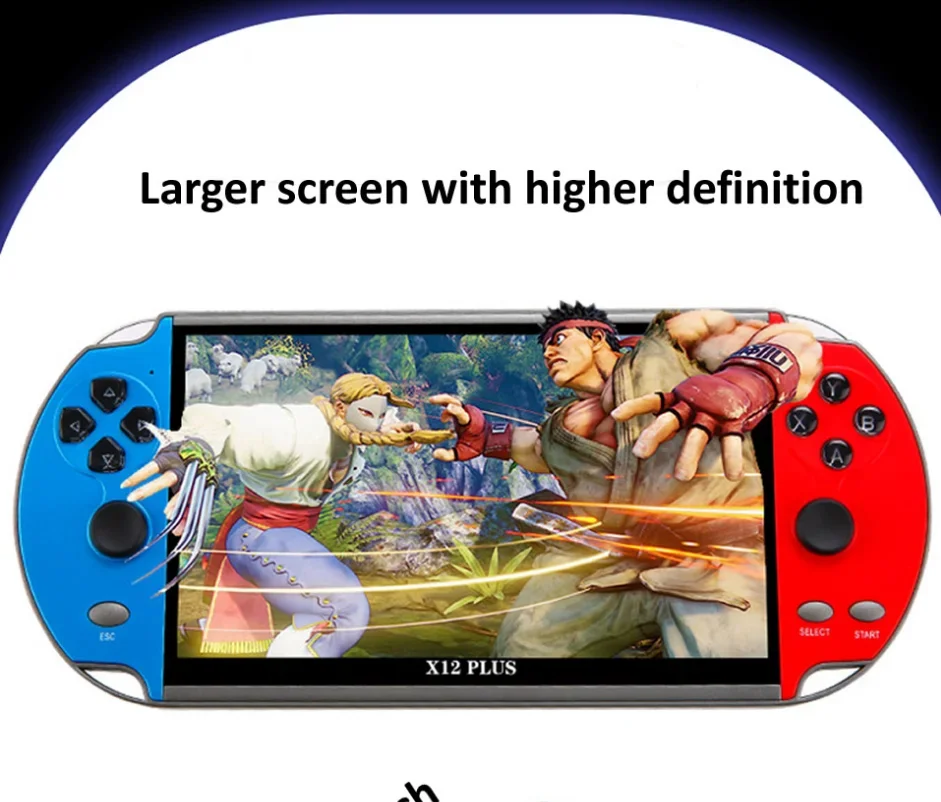X12 PLUS Video Game 7inch LCD Double Rocker Portable Handheld Retro Game Console Video MP5 Player TF Card for GBA/NES 3000 Games