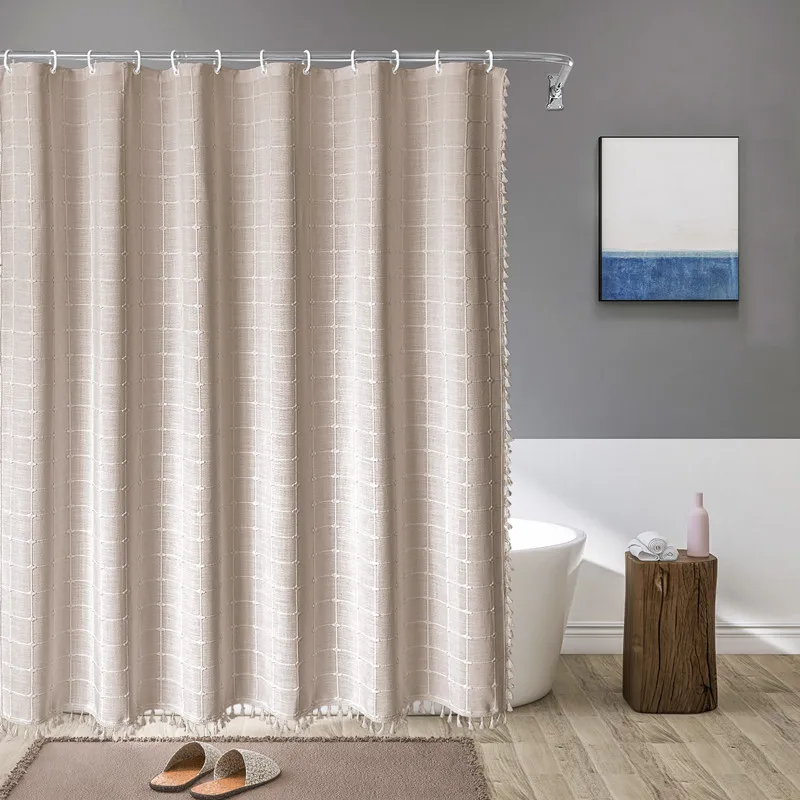 Boho Chic Striped Shower Curtain White Hooks Waterproof Machine Washable Polyester Bathroom/Decor Shower Curtain 1 Set