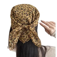 Y2K Lady Hair Shawl Wrap Female Neckerchief Retro Leopard Print Square Scarf for Women Satin Thin Edge Scarves Head Band Fashion