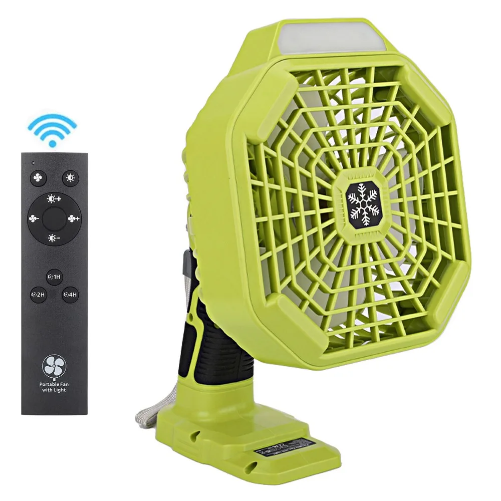 

Portable Cordless Handheld Jobsite Fan Desk Fan Camping Fan for Ryobi 18V Li-ion Battery with LED Lamp Remote Rechargeable USB