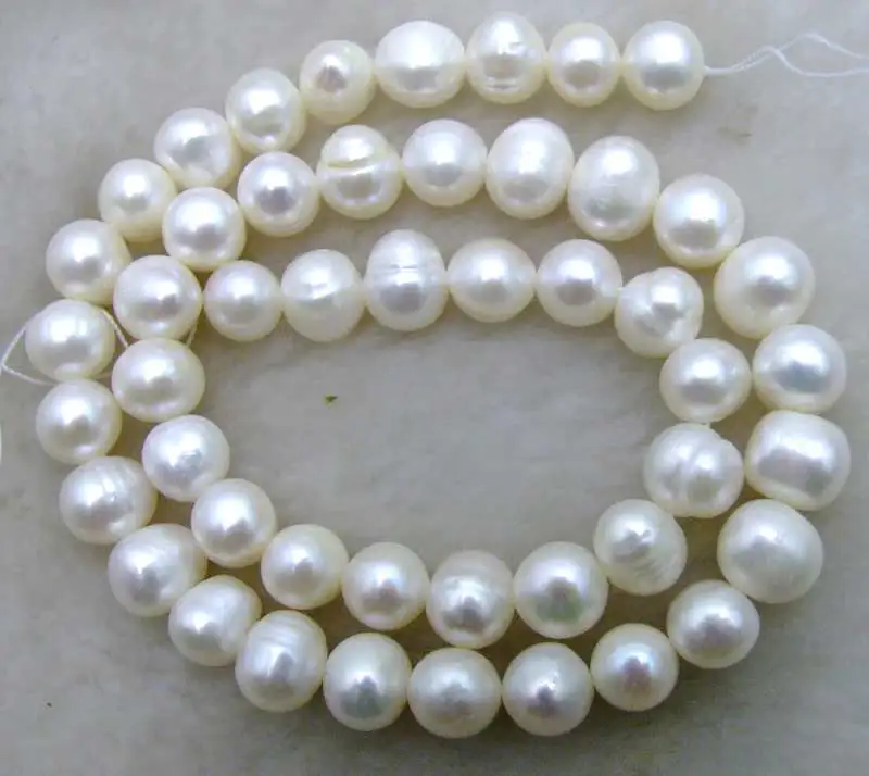 Qingmos 8-9mm Round Freshwater Natural White Pearl Beads for Jewelry Making DIY Necklace Bracelet Earring Loose Strands 14