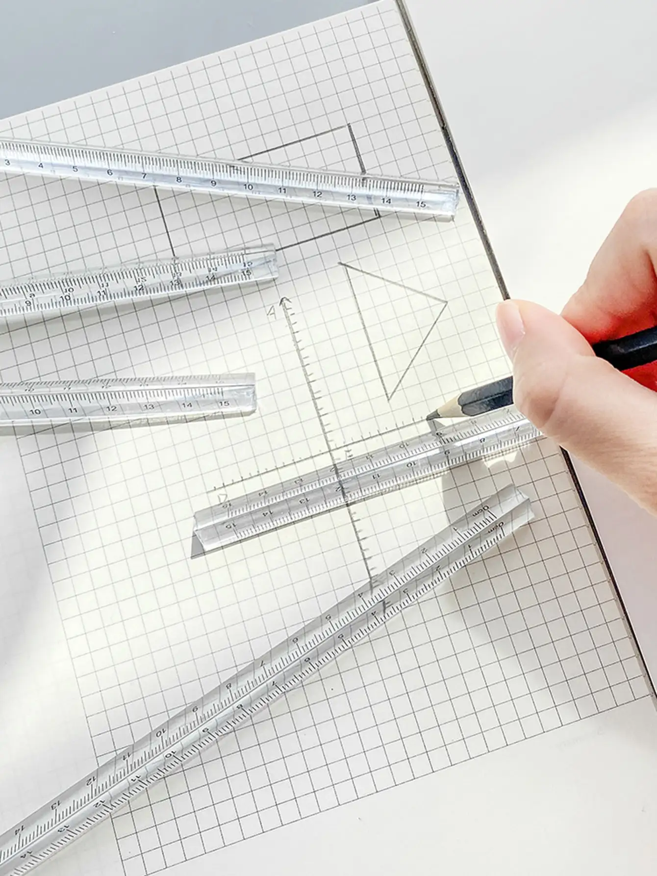 Triangle ruler transparent multi-function for DIY drawing
