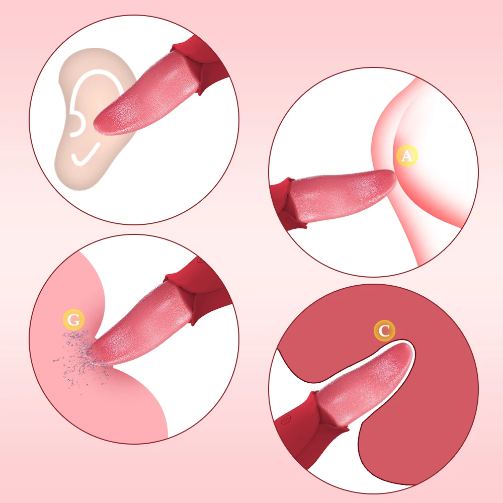 Women Vibrator Tongue Licking Machine Clitoris Stimulator G-Spot Vagina Sucker Anal Nipple Adult Erotic Sex Toy