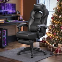 SONGMICS  Ergonomic Gaming Chair  Office Chair with Telescopic Footrest  Adjustable Headrest  Lumbar Support  Maximum Load