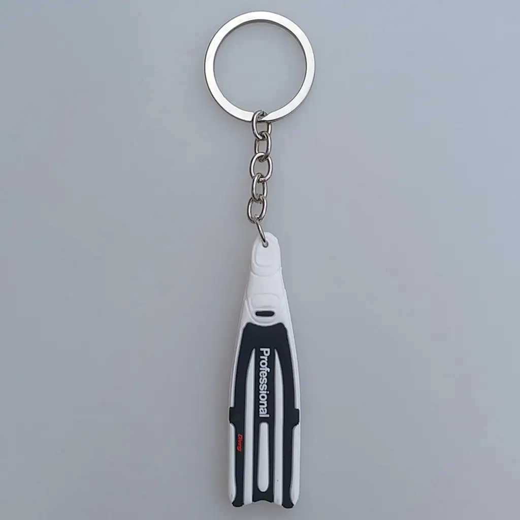 Diving Fin Key Chain with Steel Key for Divers Dive Fans Lover