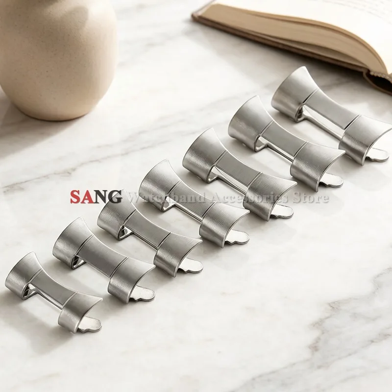 Premium Stainless Steel Curved End Adapter Bracelet Connector Link (2PCS) - Multiple Sizes Available