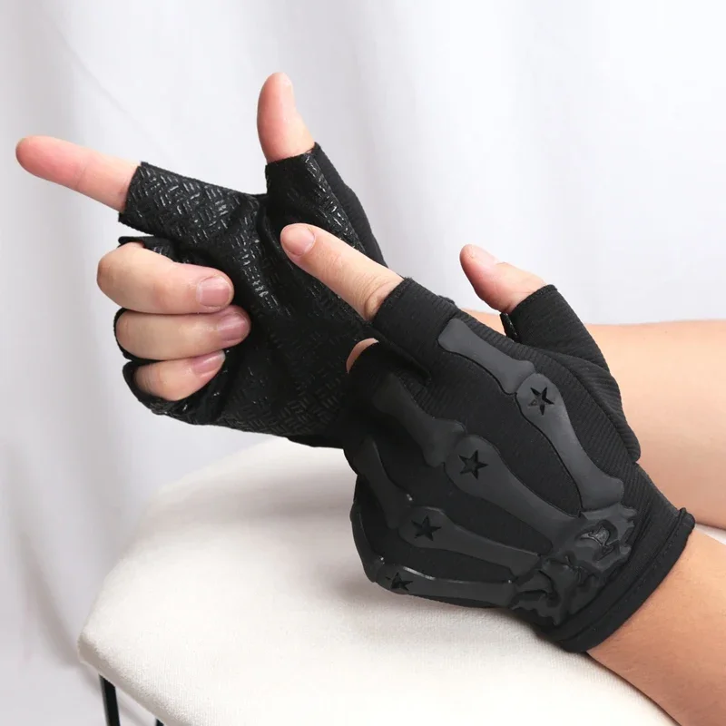 Men Riding Fingerless Gloves Non-slip Half Finger Tactical Gloves for Motorcycle Cycling Hiking Hunting Outdoor Sports Mittens