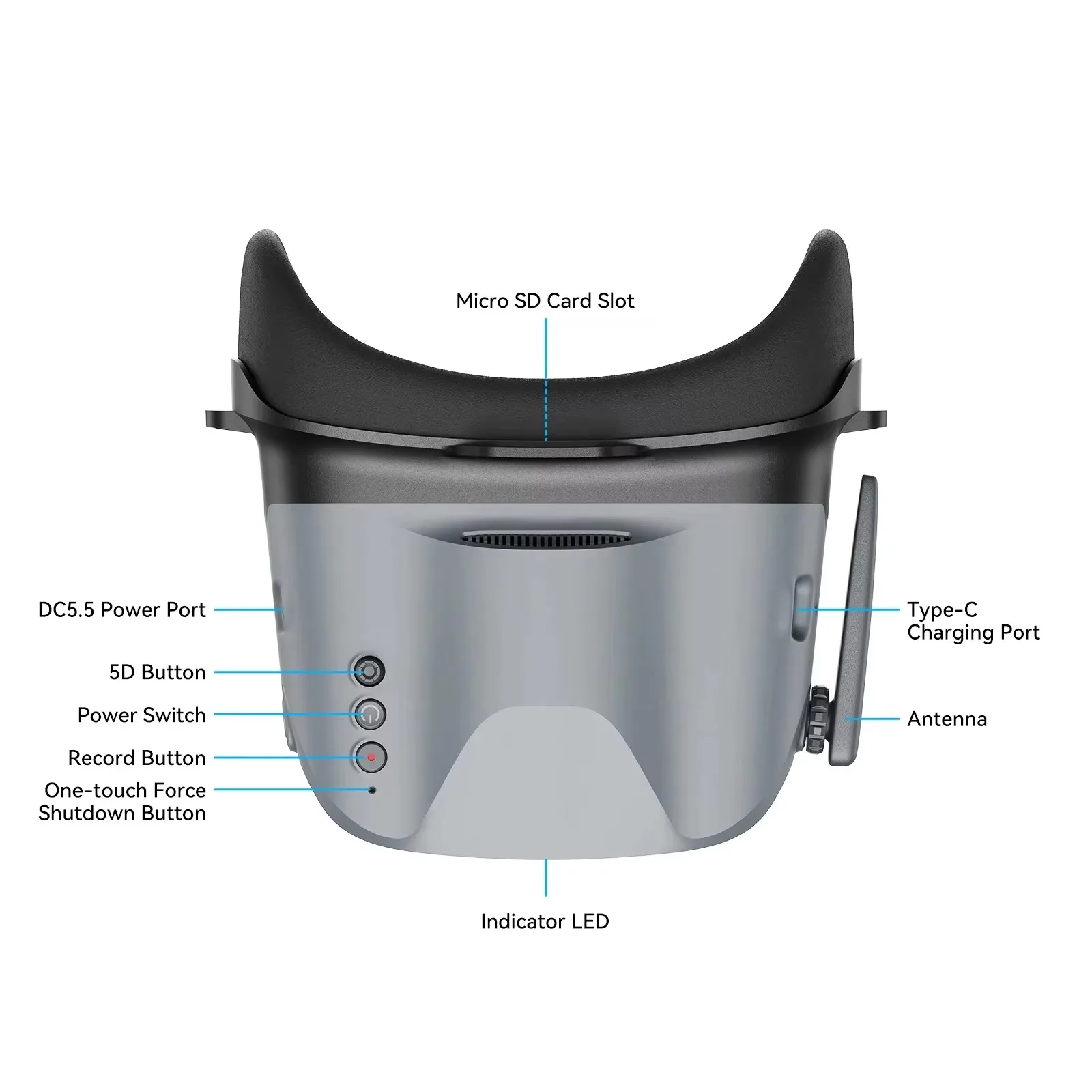 Détail de l'écran HD des Lunettes FPV VR04 HD Analog Version, garantissant une immersion totale et un confort optimal.