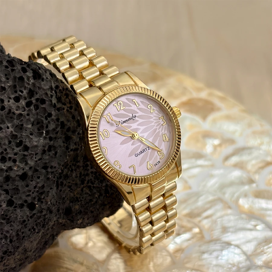 Classic Elegant Watch for Women with One-Sided Feather Design Dial - 2