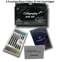 Deluxe Calligraphy Pen Writing Set with Fountain Pens, Nibs, and Ink Cartridges (35 PCS Set)