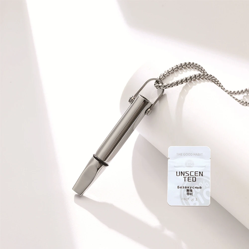 Stainless Steel Breathing Resistance Whistle Necklace for Anxiety Relief