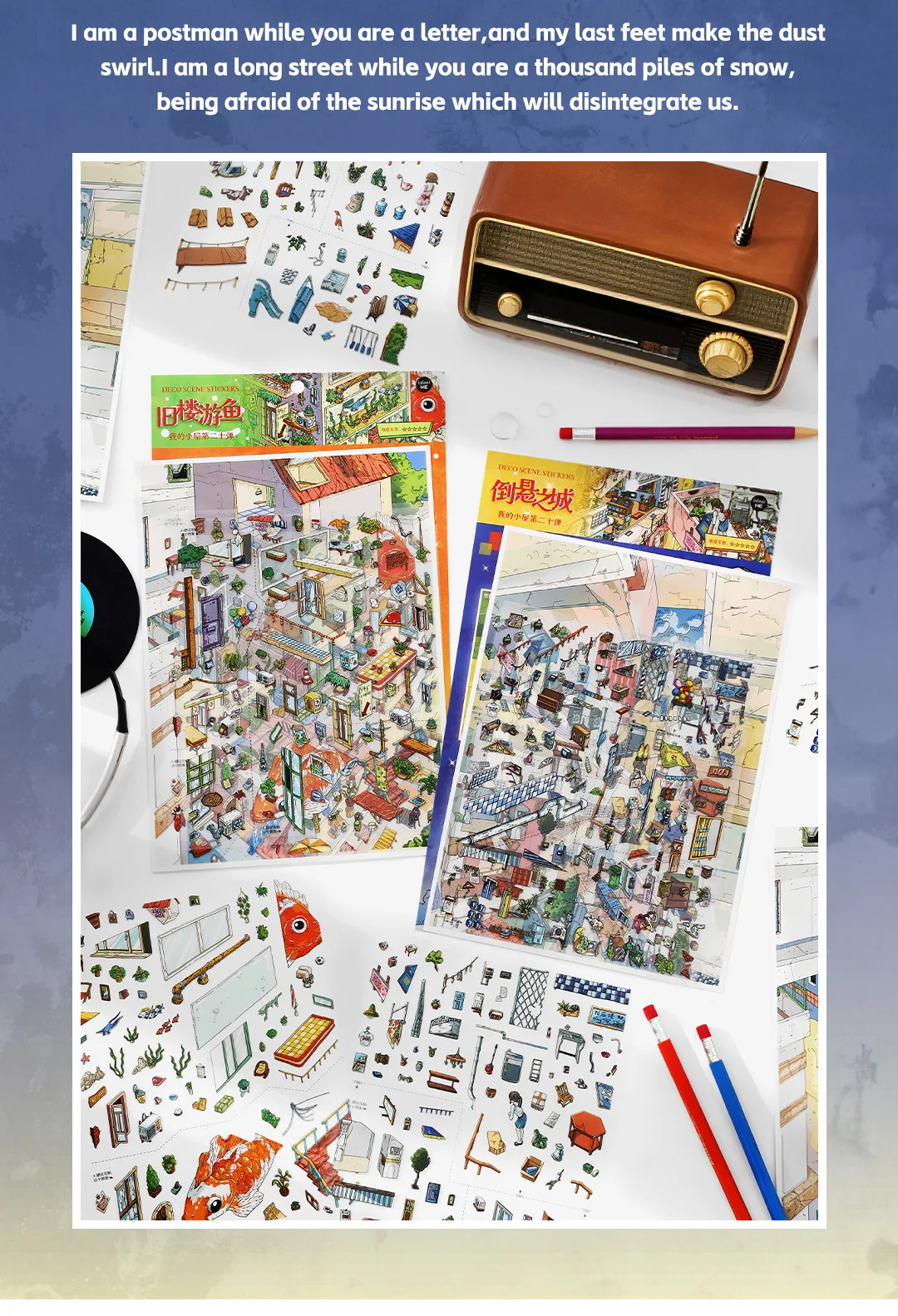 Kawaii The Hanging City 3D Lake Hut Landschaft Aufkleber DIY Taschenkabine Szene Festival Geschenk ﻿ – Detail 3