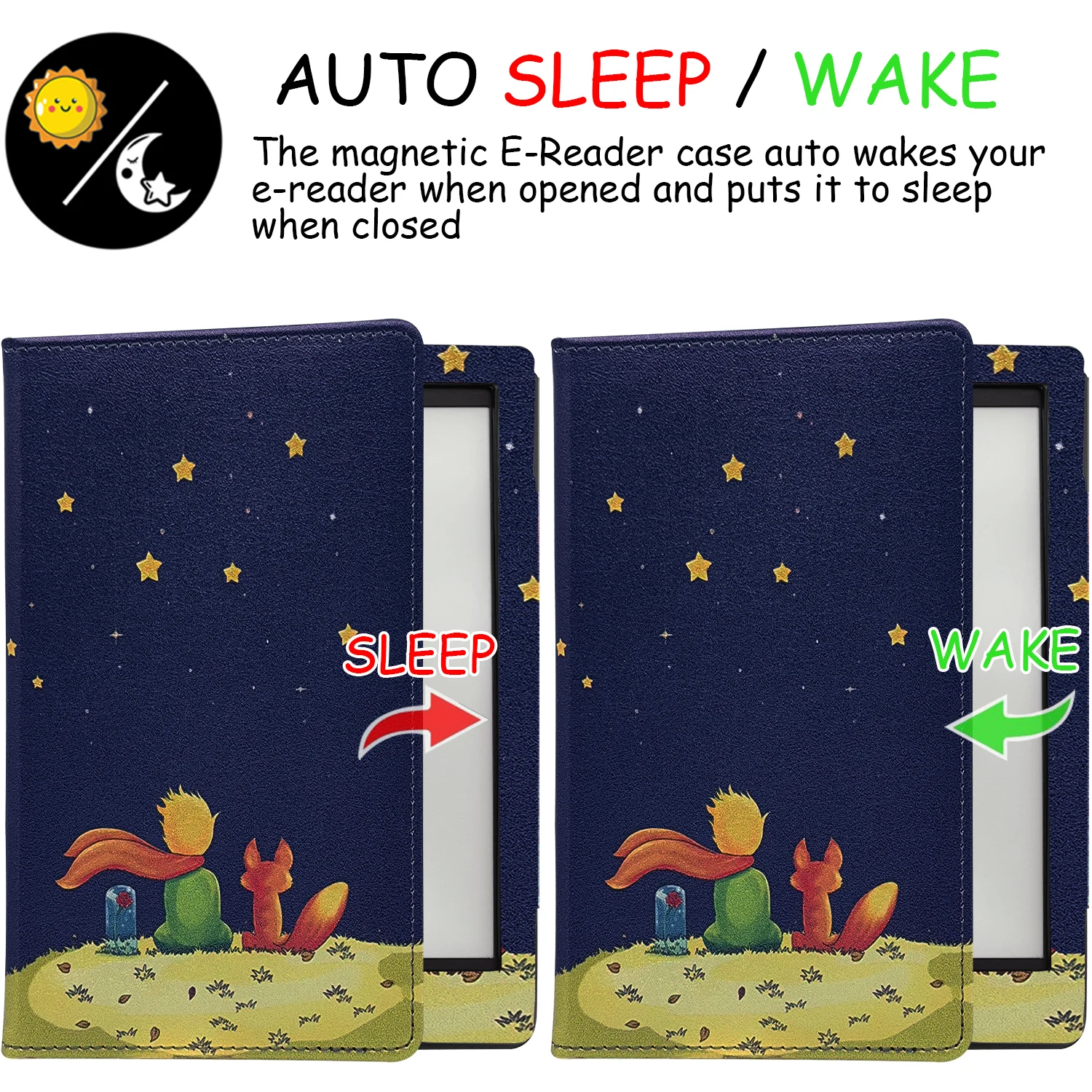Premium Protective Case for 6 E-Reader with Auto Sleep/Wake, Double Hand Strap, Stand, and Magnetic Closure