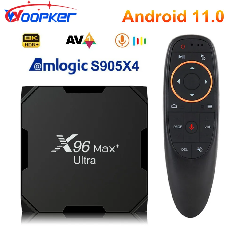 WOOPKER H96 Max X4 Smart TV Box Android 11 Amlogic S905X4 8K AV1 Media  Player 4GB 64GB BT4.0 Dual Wifi Voice Control Set Top Box