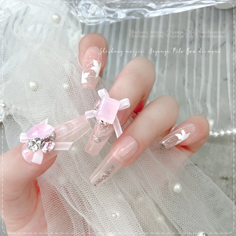 5PCS 3D Organza 리본 활 네일 아트 매력 액세서리 손톱 장식 용품에 대 한 Rhonestones 부품 매니큐어 장식 재료