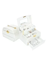  Portable Jewelry Box Jewelry Casket Necklace Earrings Bracelet Rings Watches Organizer Makeup Storage Case Beauty Travel Box 
