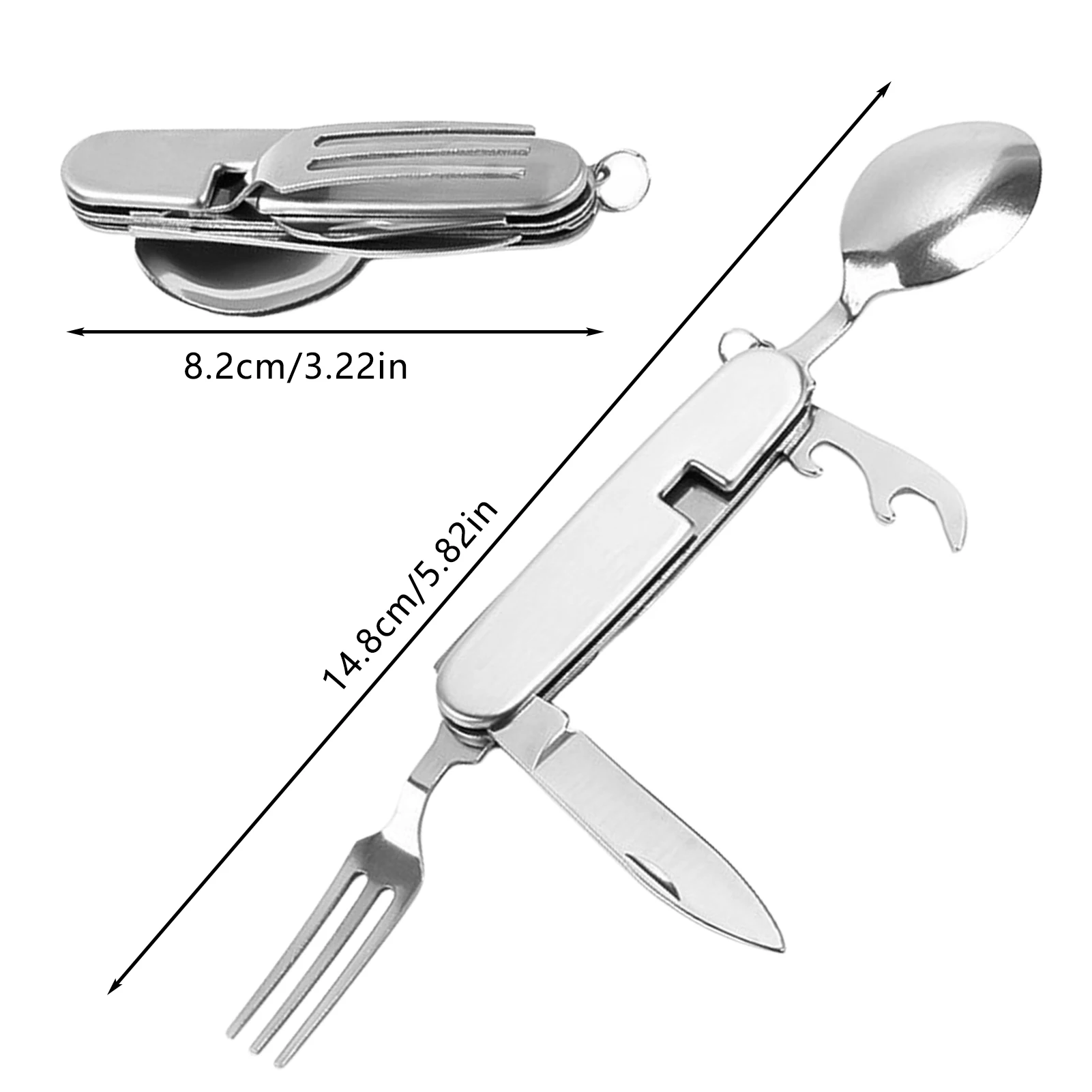 Outdoor Tableware Set 4 in 1 Foldable Camping Cutlery Spoon Fork Knife Bottle Opener