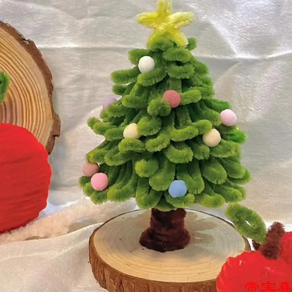 

Kids Crafts Soft Plush Twist Sticks Colorful Plush Stems Twist Stick Xmas Tree Material Pack Diy Craft Desk Display for Festive