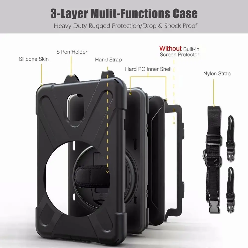 Capa de Silicone pc à Prova de Choque com Alça de Mão Seguro para Crianças para Samsung Galaxy Tab Active 10. T8.0 Sm-t395 10. 5 - Imagem 6