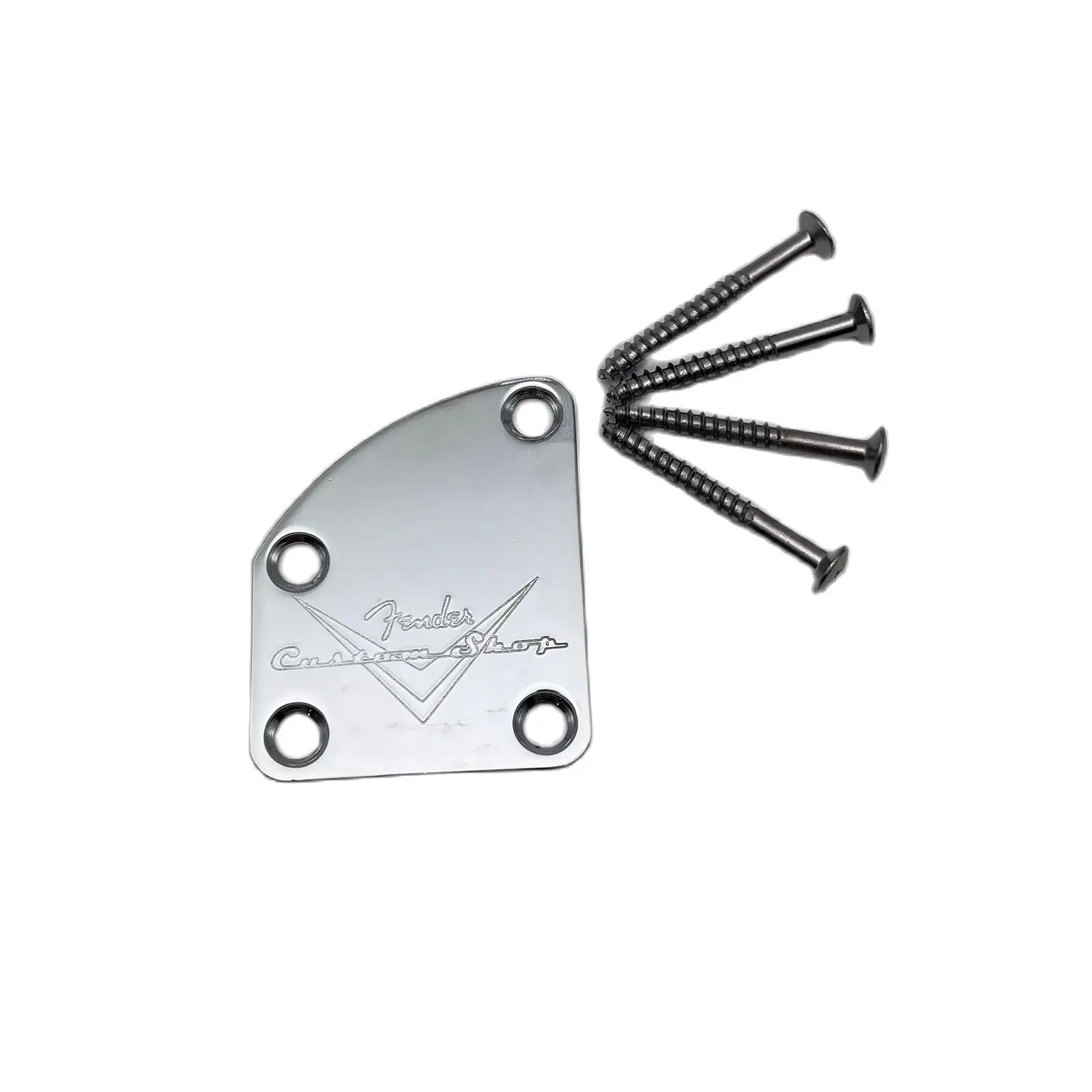 Chrome Electric Guitar Neck Plate Curved Cutaway Semi Round