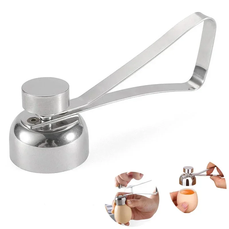 304 Metal Egg shell Opener Eggshell Cutter Creative Double Head Egg Topper Shell Opener Boiled Raw Kitchen Tools Accessories