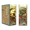 DIY Wooden Book Nook Shelf Insert Kits Chinese Ancient Street View Bookends Miniature Building Kits Bookshelf For Friends Gifts 1