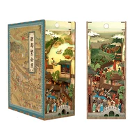 DIY Wooden Book Nook Shelf Insert Kits Chinese Ancient Street View Bookends Miniature Building Kits Bookshelf For Friends Gifts 1