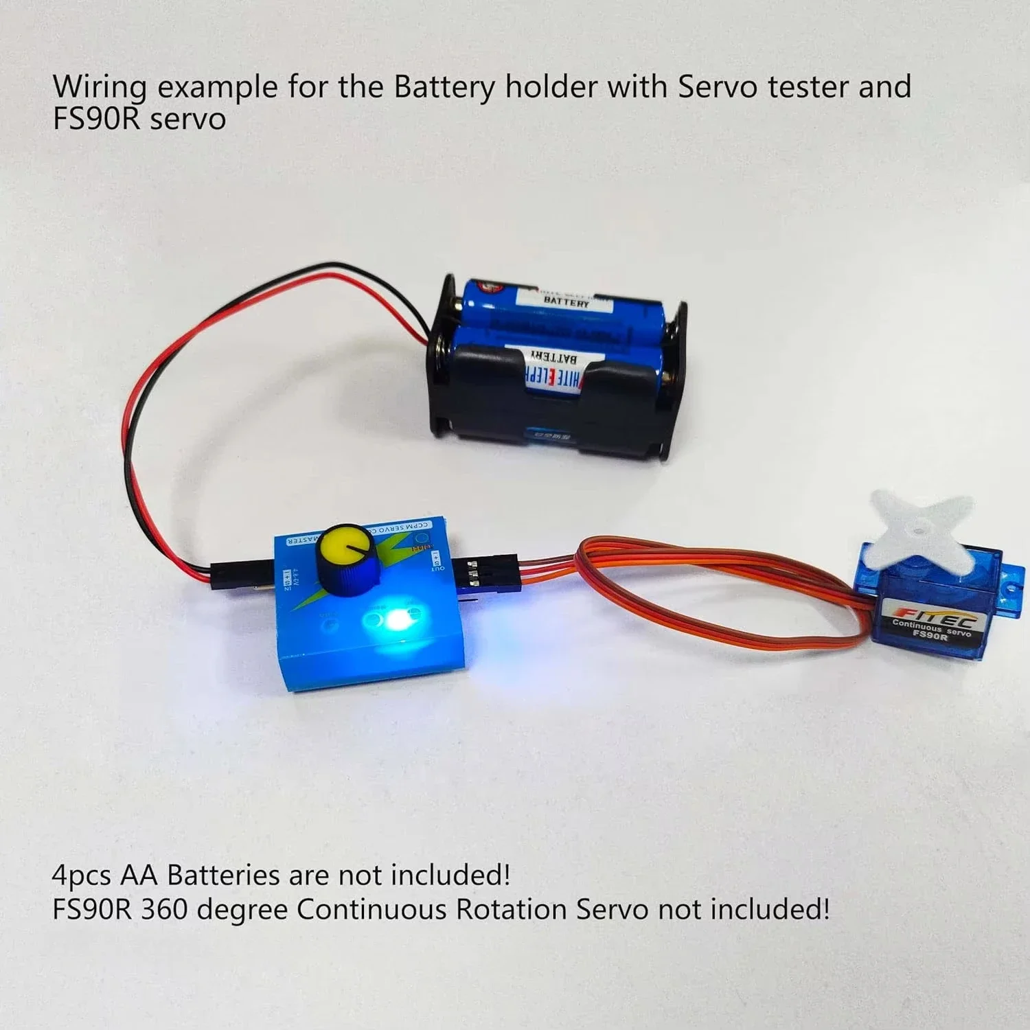 Testeur de servo 3CH numérique + boîtier piles AA 4 cellules pour RC