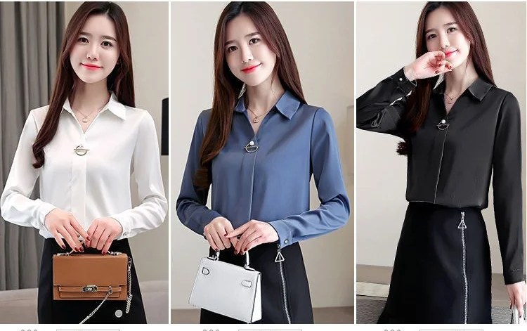 Women Clothes New Thin Spring Autumn All-match Korean Long Sleeve Shirt Tops Buttons Solid Polo Neck Blouse Trend Fashion