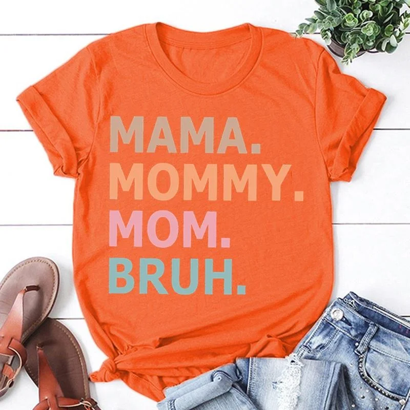 Mode Shirt Frauen T-Shirt Muttertag Mama Mama Mutter Bruh Print Kurzarm lässig T-Shirt Rundhals-Tops – Detail 8