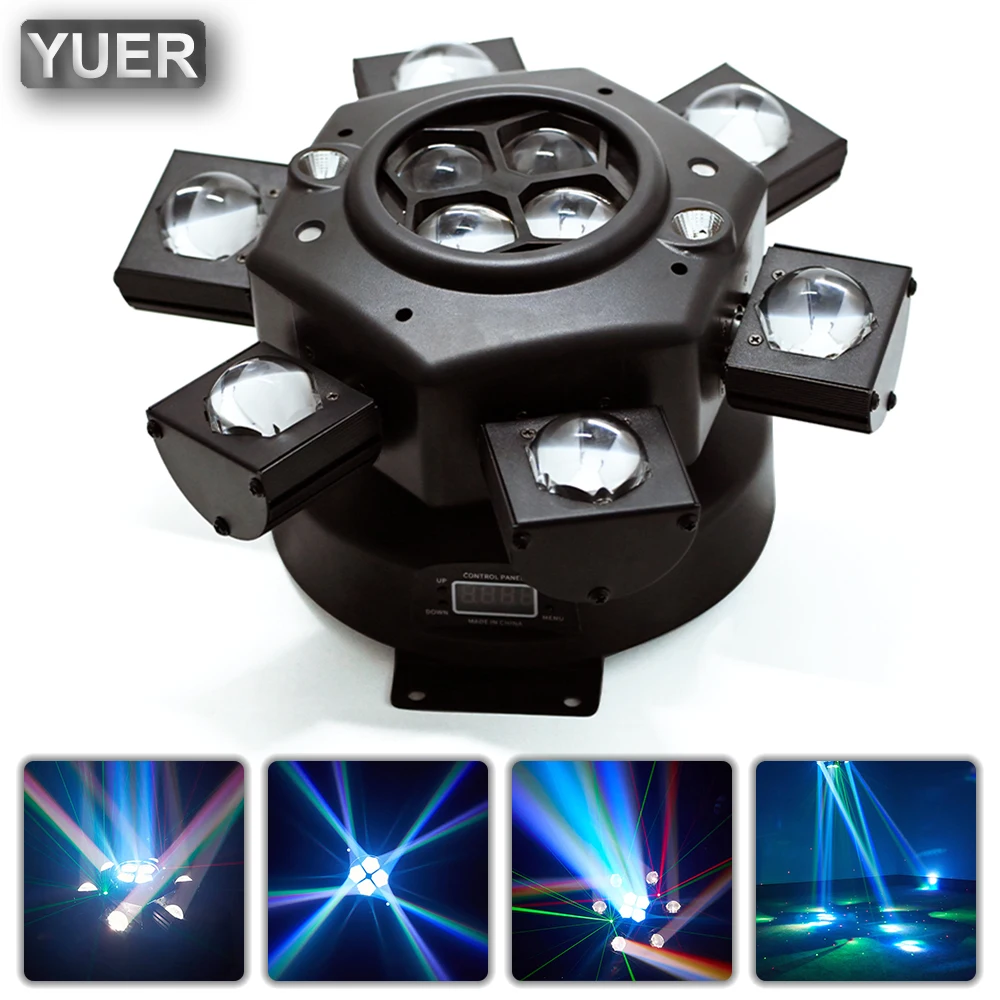 

YUER LED 10X10W 6 Head Moving Head Beam Light RG Laser Strobe Light DMX Stage Light RGB Beam Light Rotating Disco Party Bar