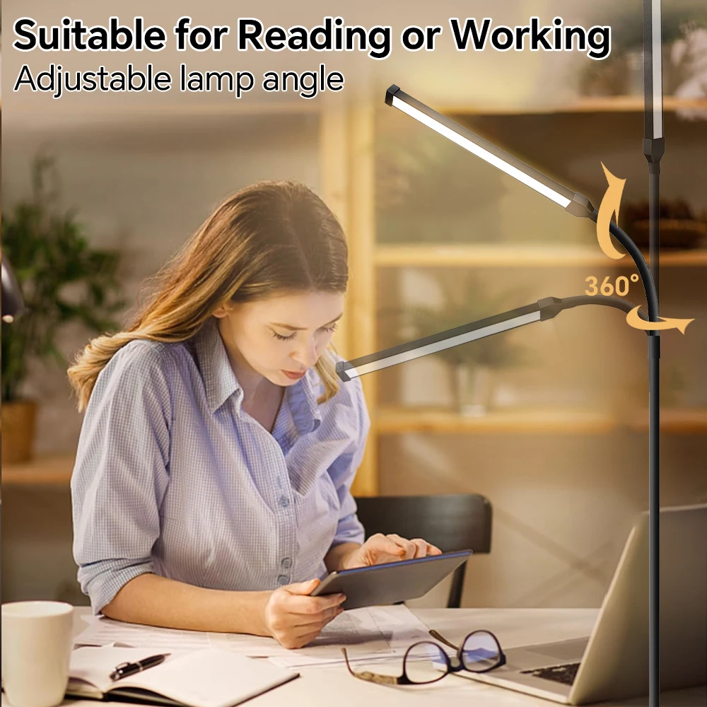 Floor Lamp Outdoor - Adjustable Color Temperature and Brightness, Standing Work Light for Living Room, Patios, Camping & Garden