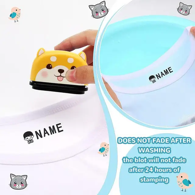 Cute Cartoon Children Seal Students Washed Non - Fading Fabric And Textile Stamps Security Name Stamptoy Baby Name Stamp DIY 5