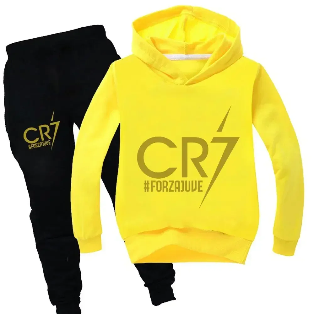 thumbnail image 1 of Ropa para niños Sudadera con capucha y pantalones Traje para niño de 3 a 12 años Sudadera de primavera y otoño Chándal de fútbol CR7 Traje deportivo para vacaciones para niños, 1 of 5