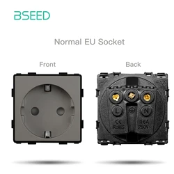BSEED Customizable Glass Panel Socket with USB and Switch Functions - EU Socket