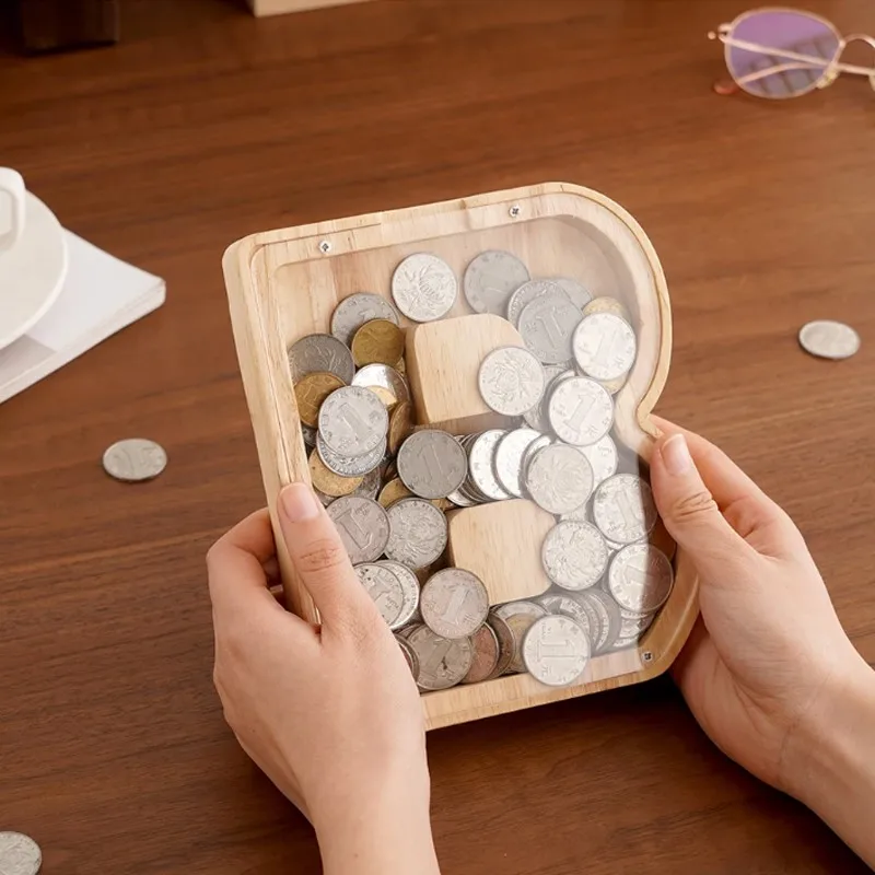 wooden piggy bank wooden money box piggy bank coin holder coin bank 26 English Alphabet Moneybox Coin Money Piggy Bank Wooden Letter Saving Box Desktop Ornament Home Decor Crafts For Kids