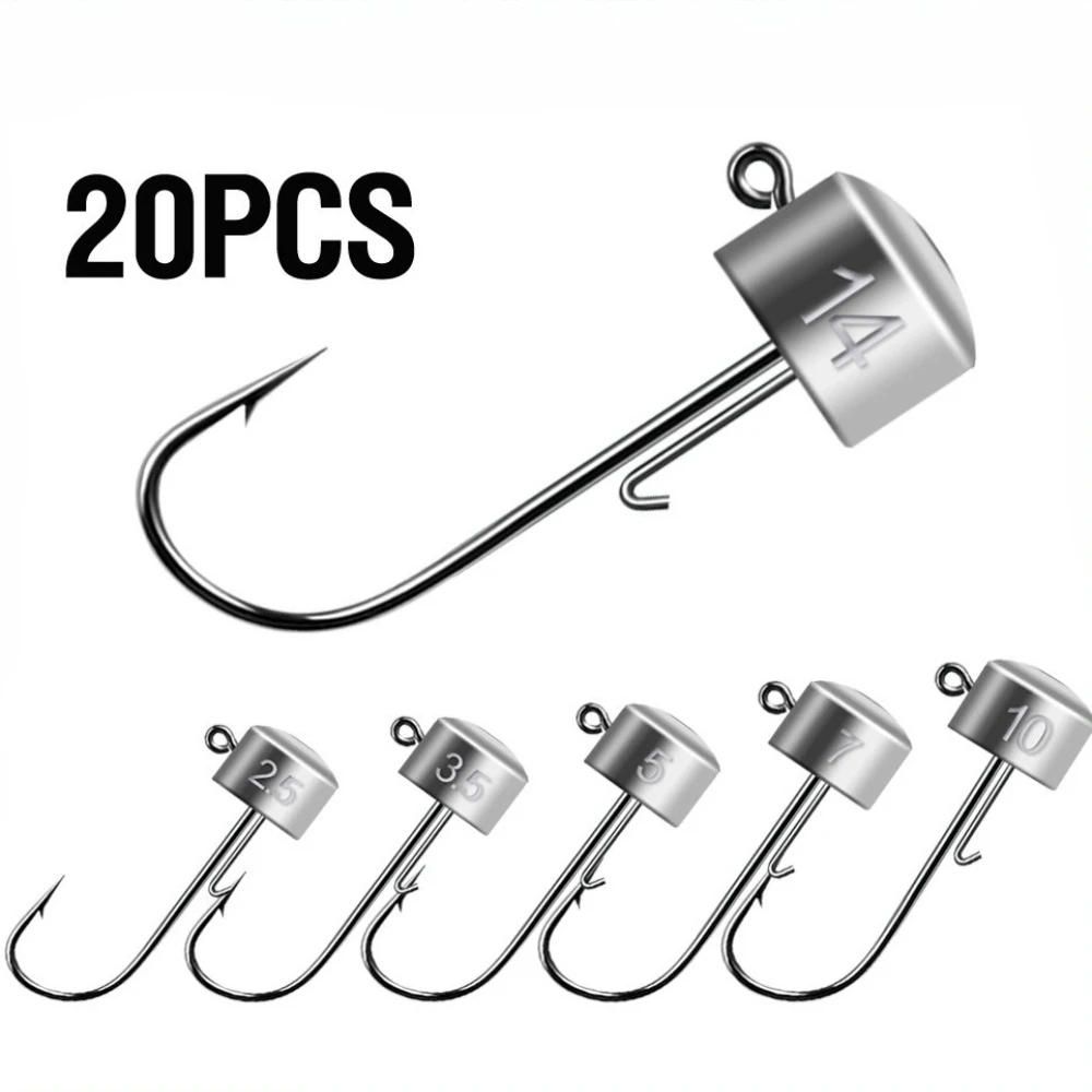 20 hameçons Ned Rig tête champignon 2.5g à 14g - Acier haute teneur en carbone pour leurres souples