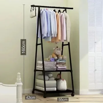 شماعة ملابس متنقلة على الأرض مع عجلات رف معطف متعدد الوظائف لغرفة النوم وغرفة المعيشة المنزلية - Image 6