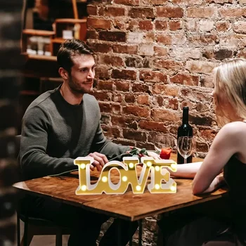 Romantic Valentine's Proposal 3D LOVE LED Letter Sign Night Light Heart Marquee Table Lamp Lanterns Lamp for Christmas Wedding 3