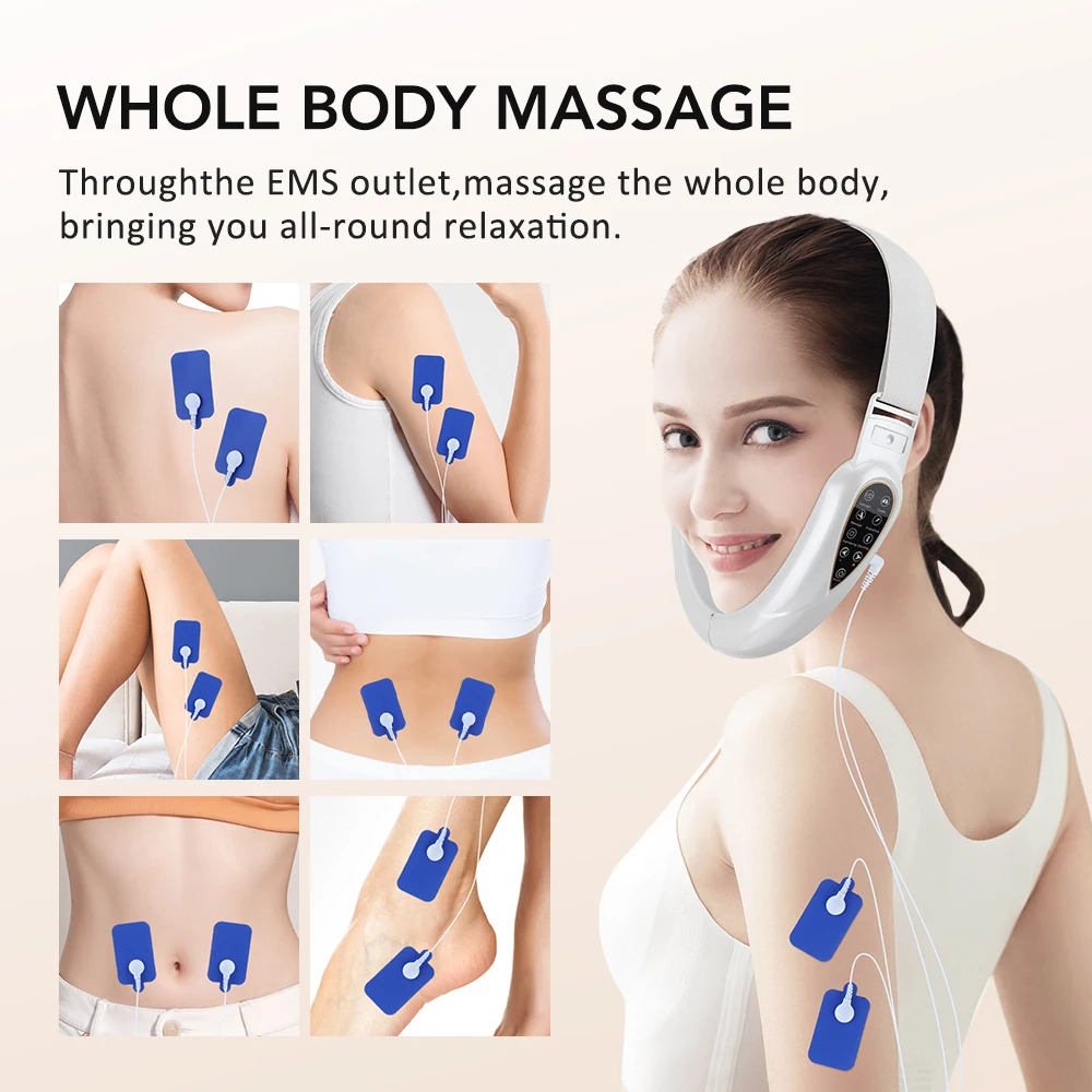 Electric V Face Lifting Beauty Device 5 Modes 15 Levels TENS Micro-current Firming Facial Massager Double Chin Removal Skin Care