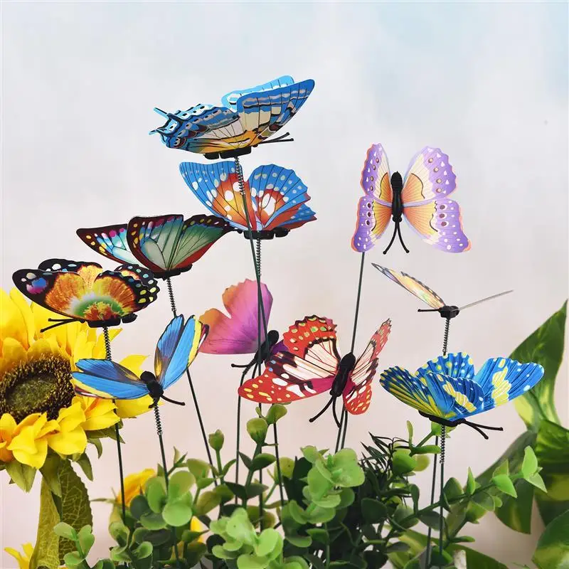 Bunch Of Butterflies Garden Yard Planter Colorful Whimsical Butterfly Stakes Decoracion Outdoor Decor Gardening Decoration butterfly decoration garden art decor