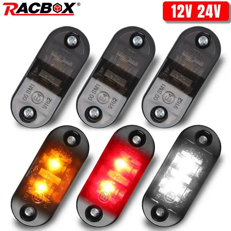 10PCS LED Side Marker Lights Waterproof Rear Lamp 2Leds 12V 24V For Trucks Trailer Lorries Semi-trailer Buses Yellow Red White