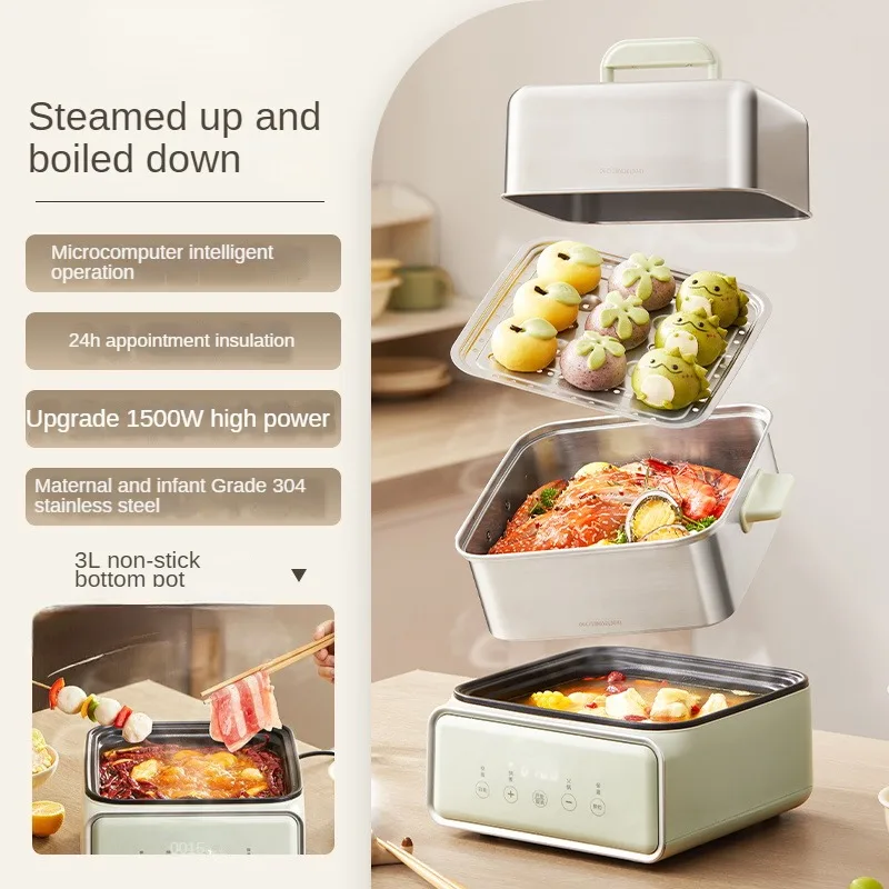 220V Stainless Steel Electric Steaming Cooker Household 3 Layers Hot Pot for Breakfast Egg Boiler Potato Steaming Pot 4