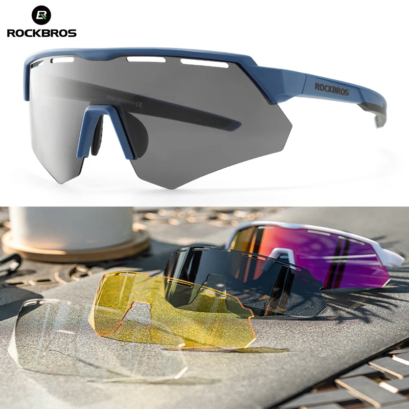 

ROCKBROS Polarized Glasses 4 Lens Bicycle Glasses Men Women MTB Road Cycling Eyewear Glasses Myopia Frame Outsdroor Sunglasses