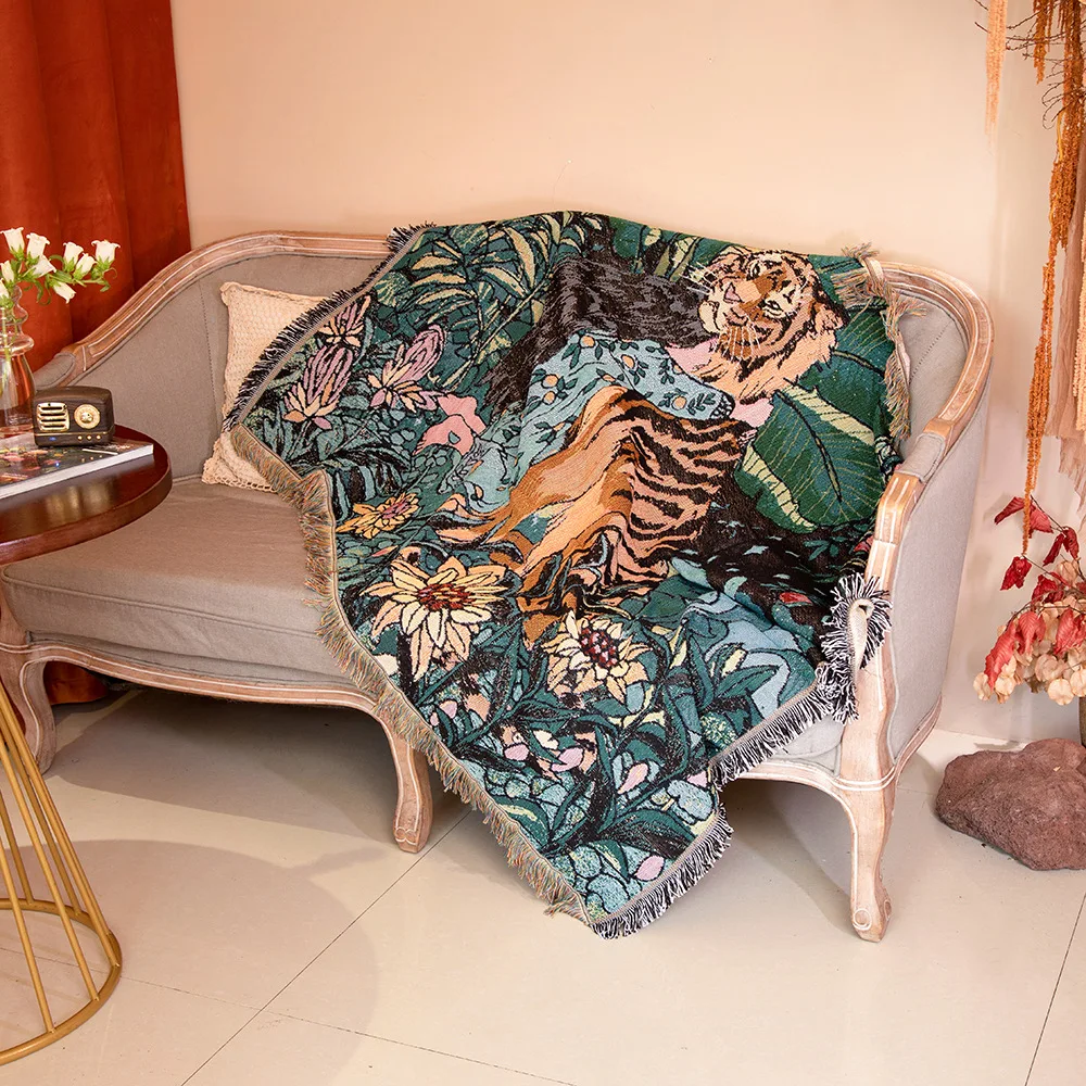 3D Knit Tiger Animal Pattern Linen Blanket Bed Cover for sofa Soft Adult Warm Throw Blanket Travel Throw Blanket and