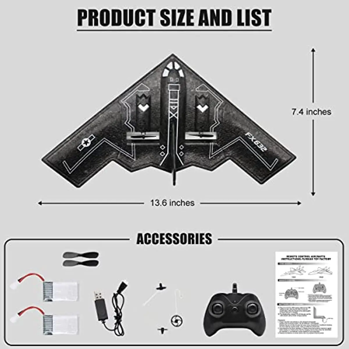 RC Airplane Remote Control B-2 Spirit Stealth Bomber Plane 2.4Ghz 2CH Foam Drone Ready To Fly Aircraft Toy for Kids and Adults 6