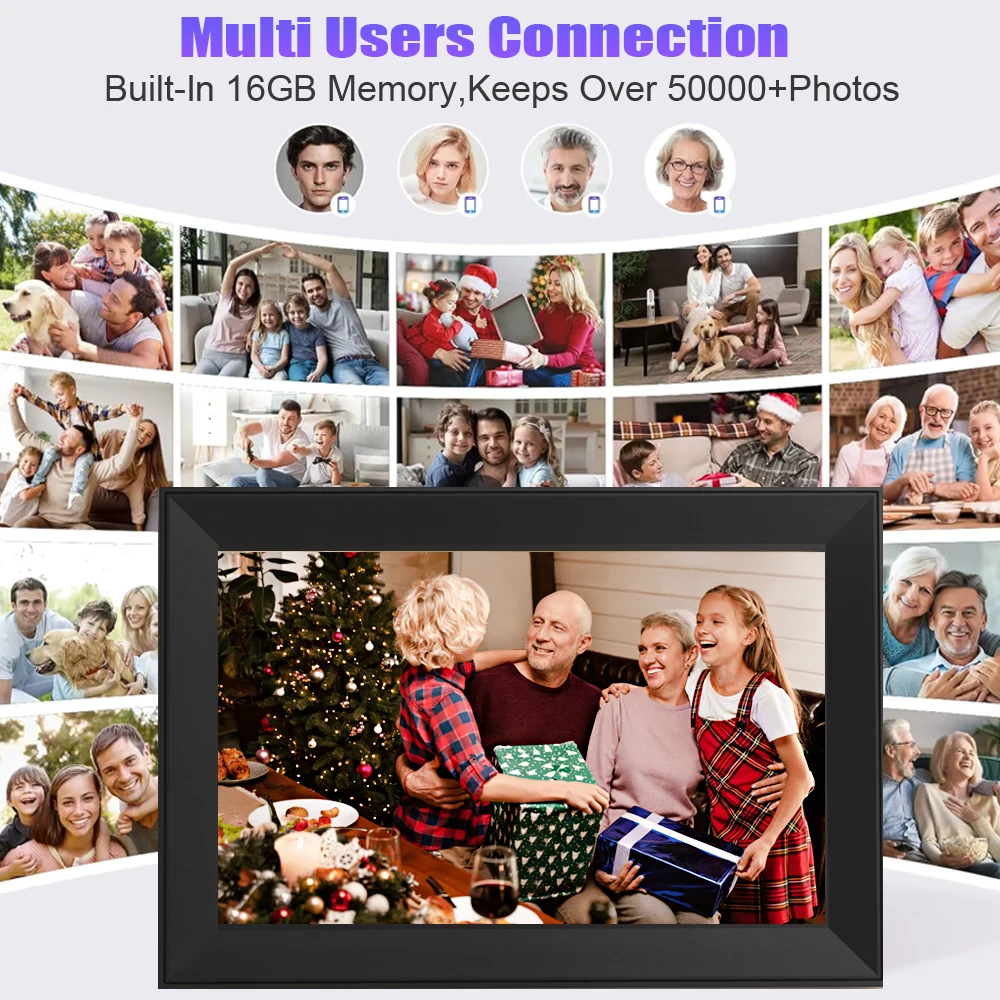 Digital Picture Frame 10.1 Inch 16G WiFi 1280x800 Touch-screen Auto Rotation Photo Sharing Via Uhale APP